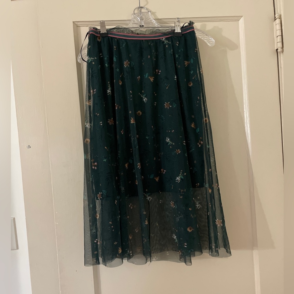 Vero Moda Floral A-Line Skirt - Dark Green